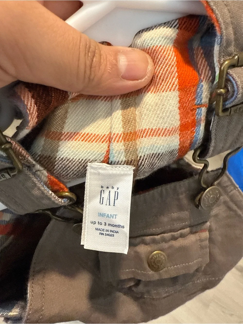 Baby GAP Expedition North Pole Cotton Overalls Brown Plaid Lined Infant 3 months